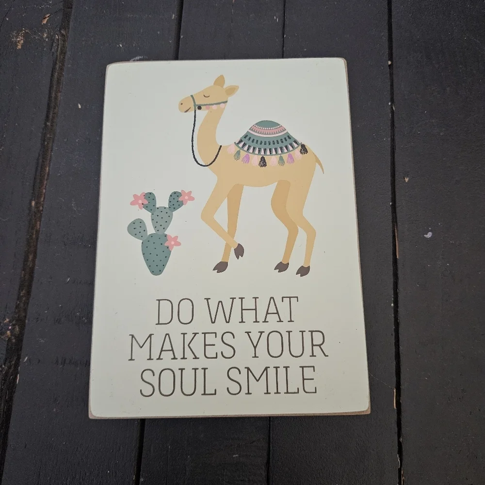 Primitives by Kathy NWT Camel and Cactus Wall Art Do What Makes Your Soul Happy